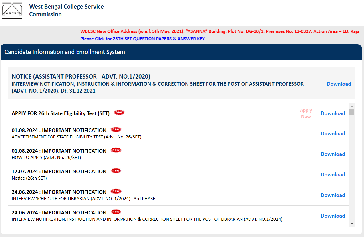 WB SET Application Form 2024